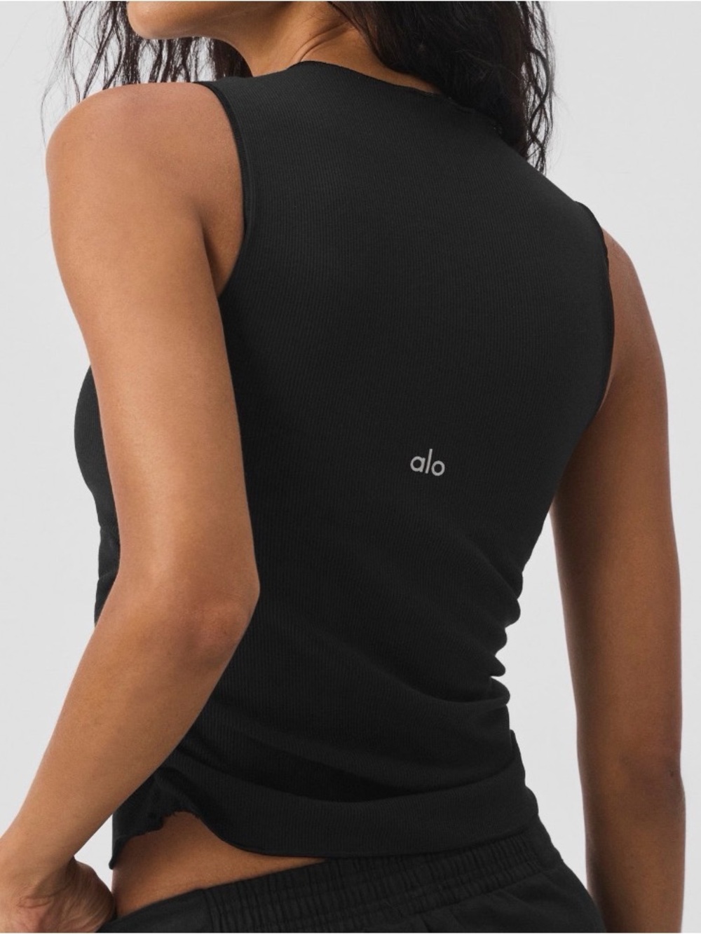 ALO Yoga Black Ribbed Crewneck Tank